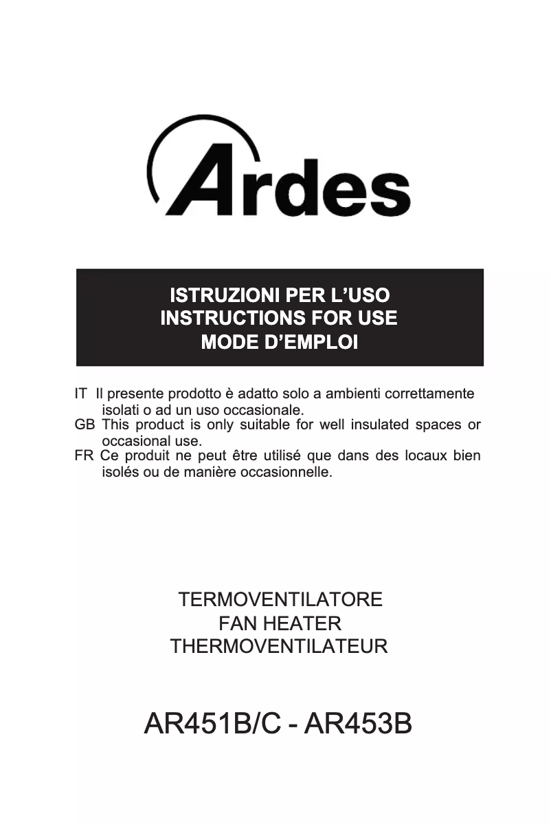 Page 1 de la notice Manuel utilisateur Ardes AR451C