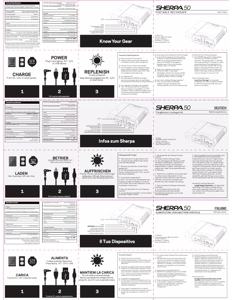 Page 1 de la notice Manuel utilisateur Goal Zero Sherpa 50