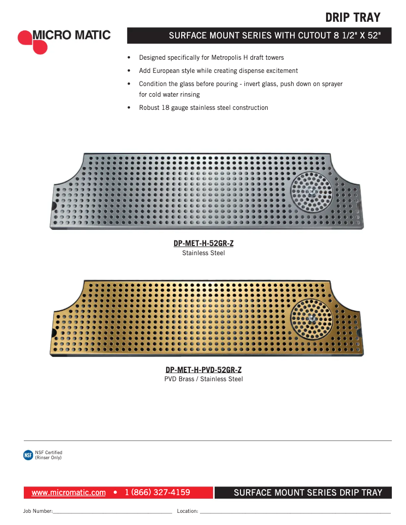 Page 1 de la notice Manuel utilisateur Micro Matic DP-MET-H-52GR-Z