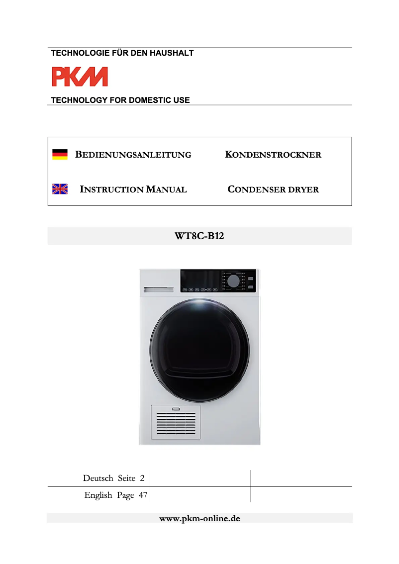 Image de la première page du manuel de l'appareil WT8C-B12