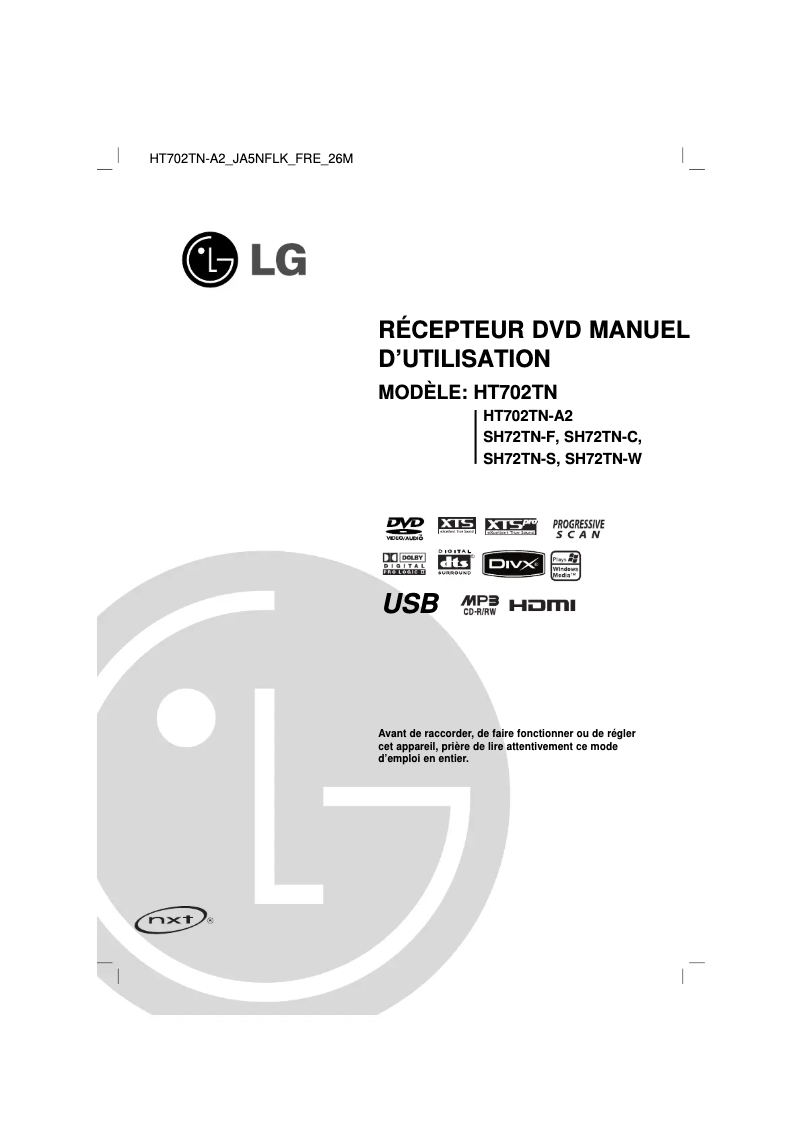 Page 1 de la notice Manuel utilisateur LG HT702TN