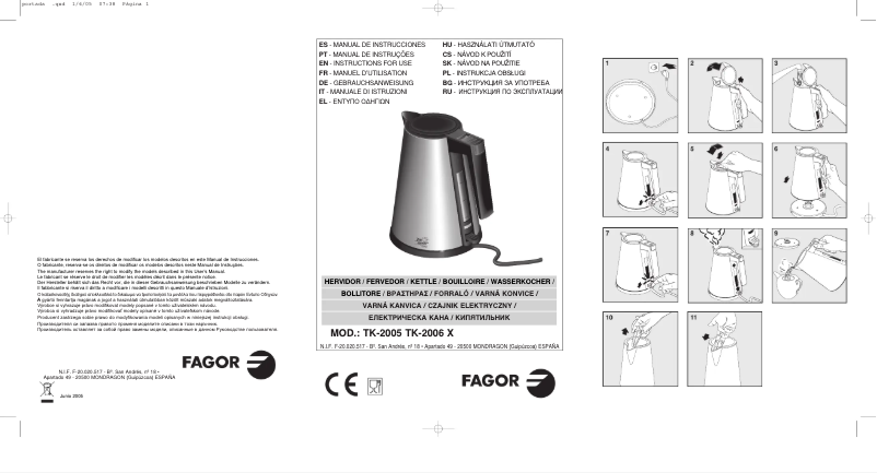 Page 1 de la notice Manuel utilisateur Fagor TK-2006X