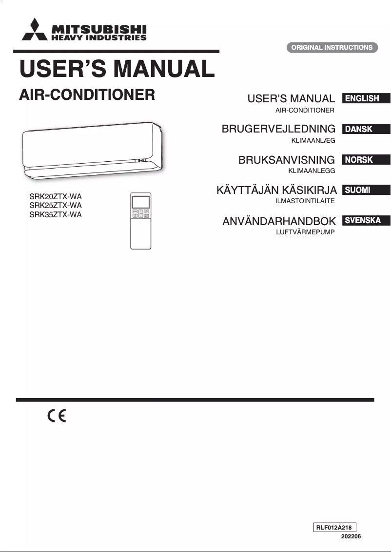 Page n°1 - Manuel utilisateur Mitsubishi SRK35ZTX-WA
