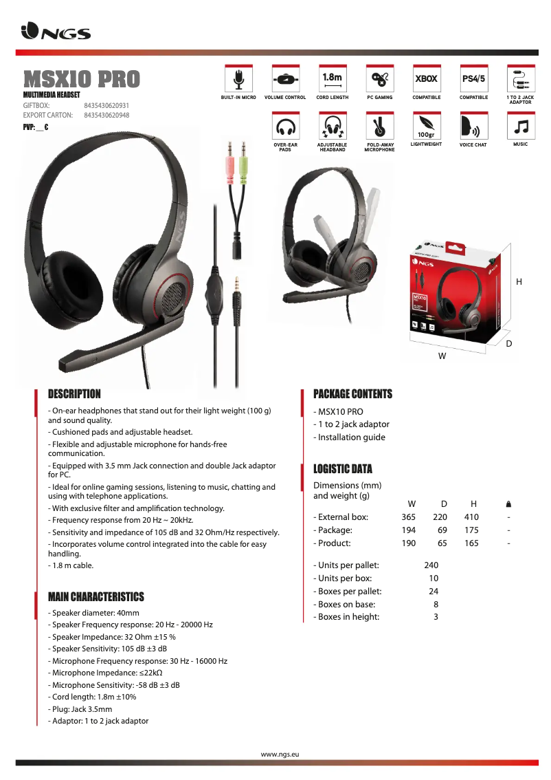 Image de la première page du manuel de l'appareil MSX10 PRO