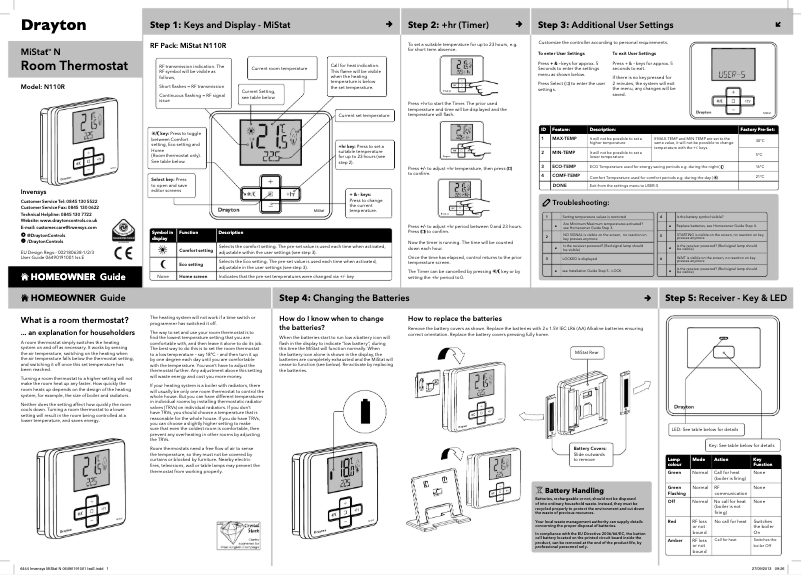Page n°1 - Manuel utilisateur Drayton MiStat N