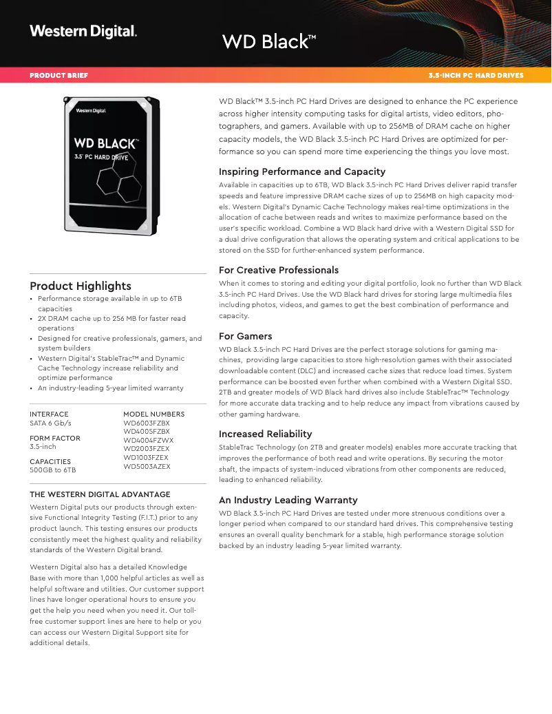 Page n°1 - Manuel utilisateur Western Digital Black