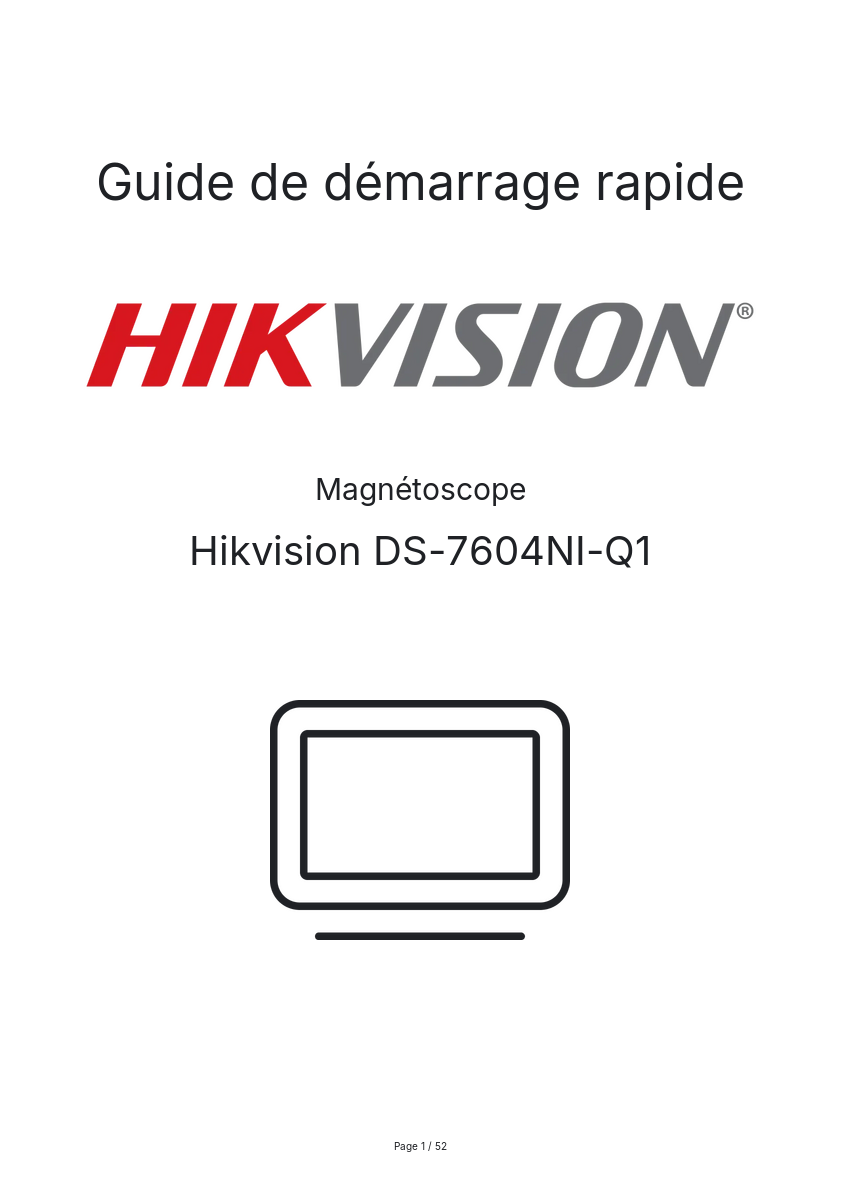 Image de la première page du manuel de l'appareil DS-7604NI-Q1