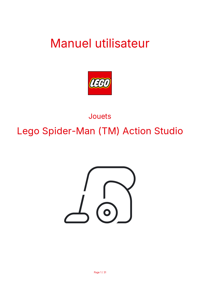 Image de la première page du manuel de l'appareil Spider-Man (TM) Action Studio