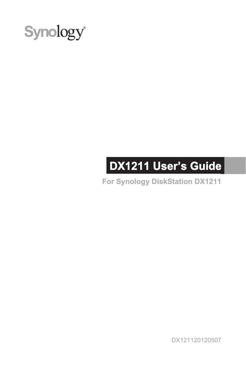 Page n°1 - Mode d'emploi Synology DX1211