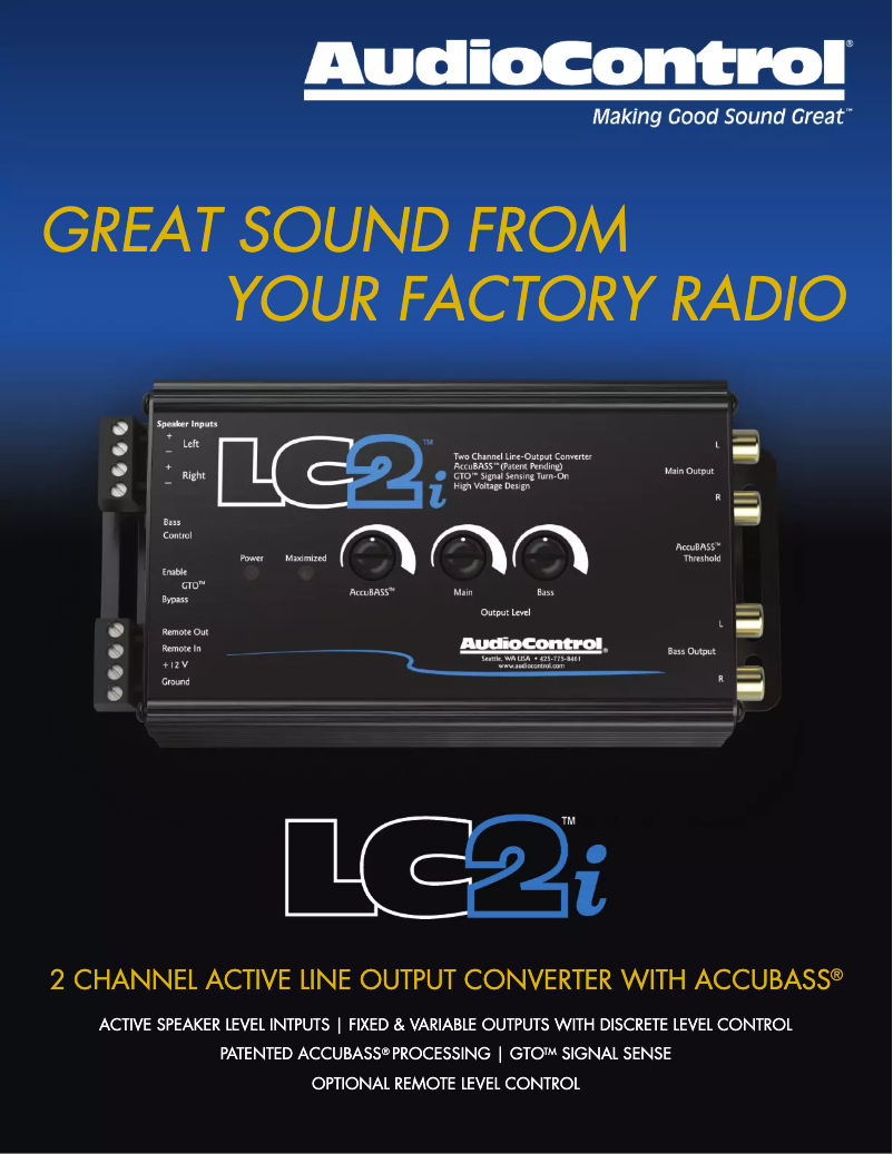 Page 1 de la notice Fiche technique AudioControl LC2I