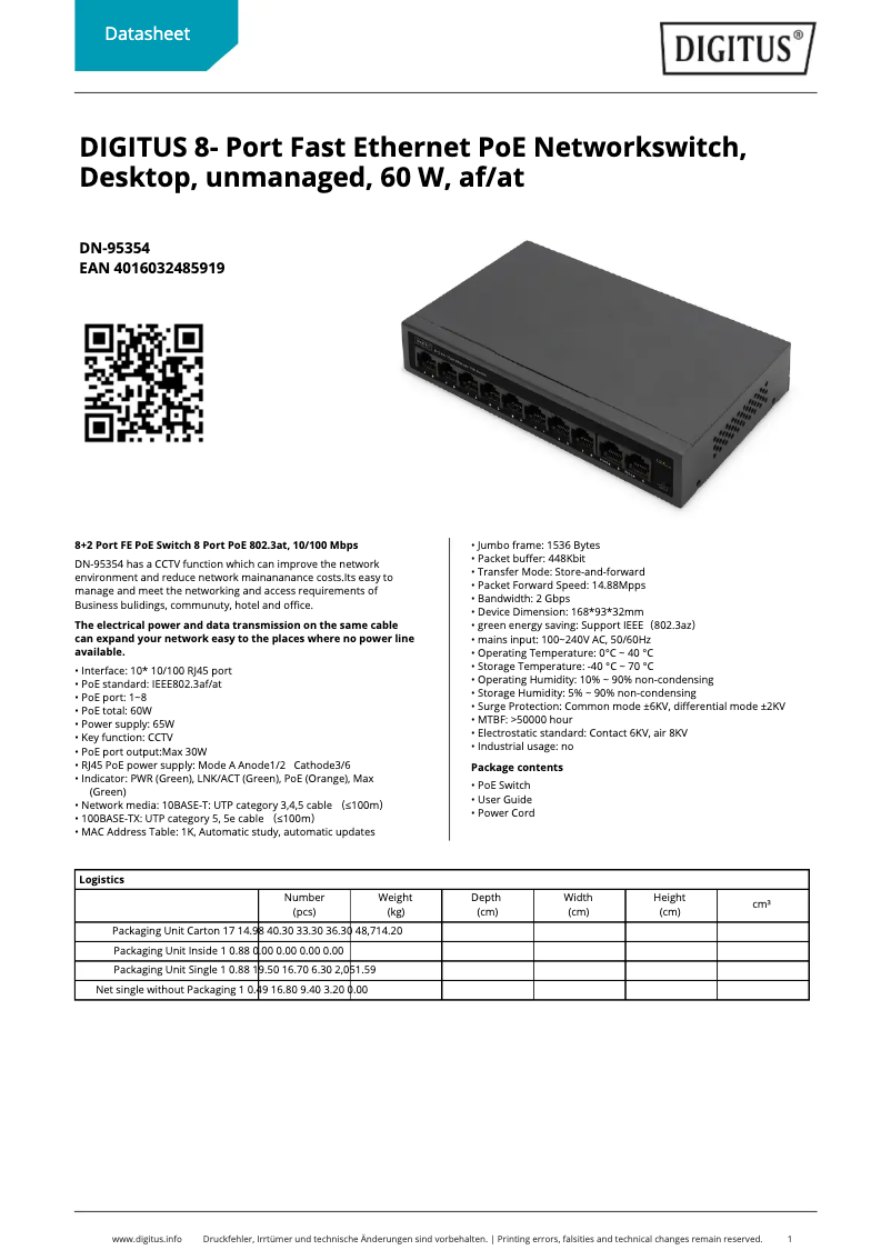 Image de la première page du manuel de l'appareil DN-95354