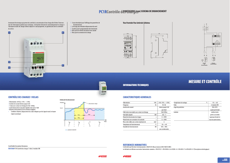 Page 1 de la notice Fiche technique Vemer PC1R