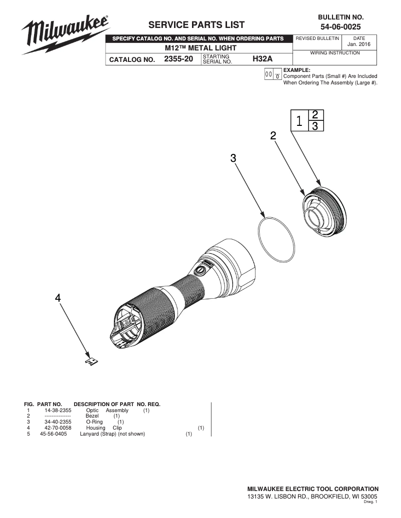 Page 1 de la notice Manuel utilisateur Milwaukee 2355-20