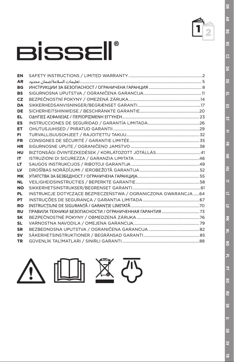 Page 1 de la notice Manuel utilisateur Bissell CrossWave HydroSteam 3527N