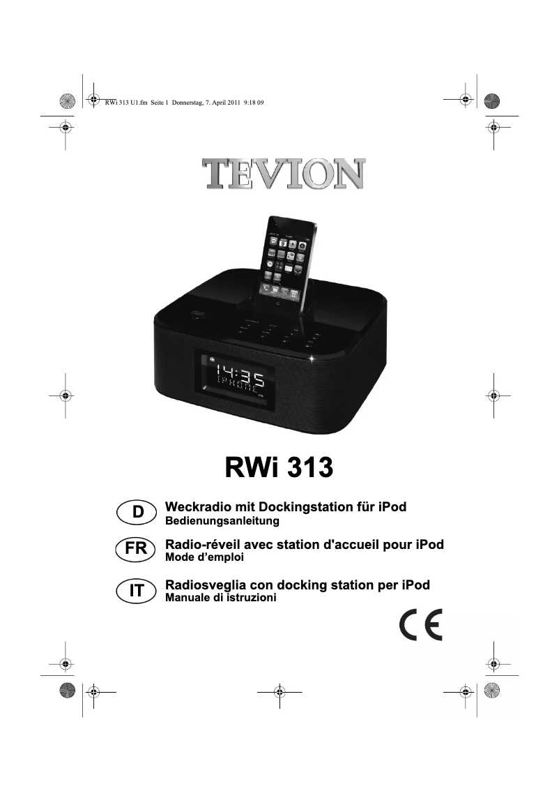 Page 1 de la notice Manuel utilisateur Tevion RWI313