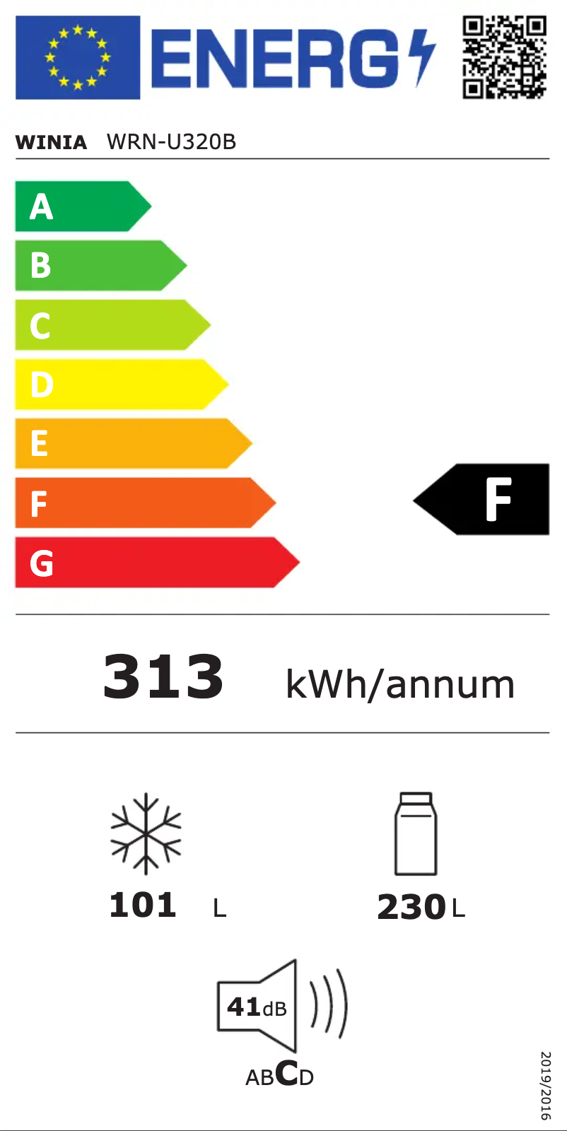 Page n°1 - Label énergétique Winia WRN-U320B