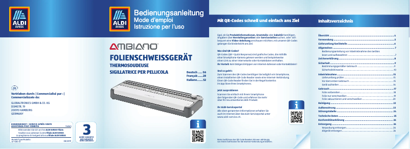 Page 1 de la notice Manuel utilisateur Ambiano GT-VBS-01