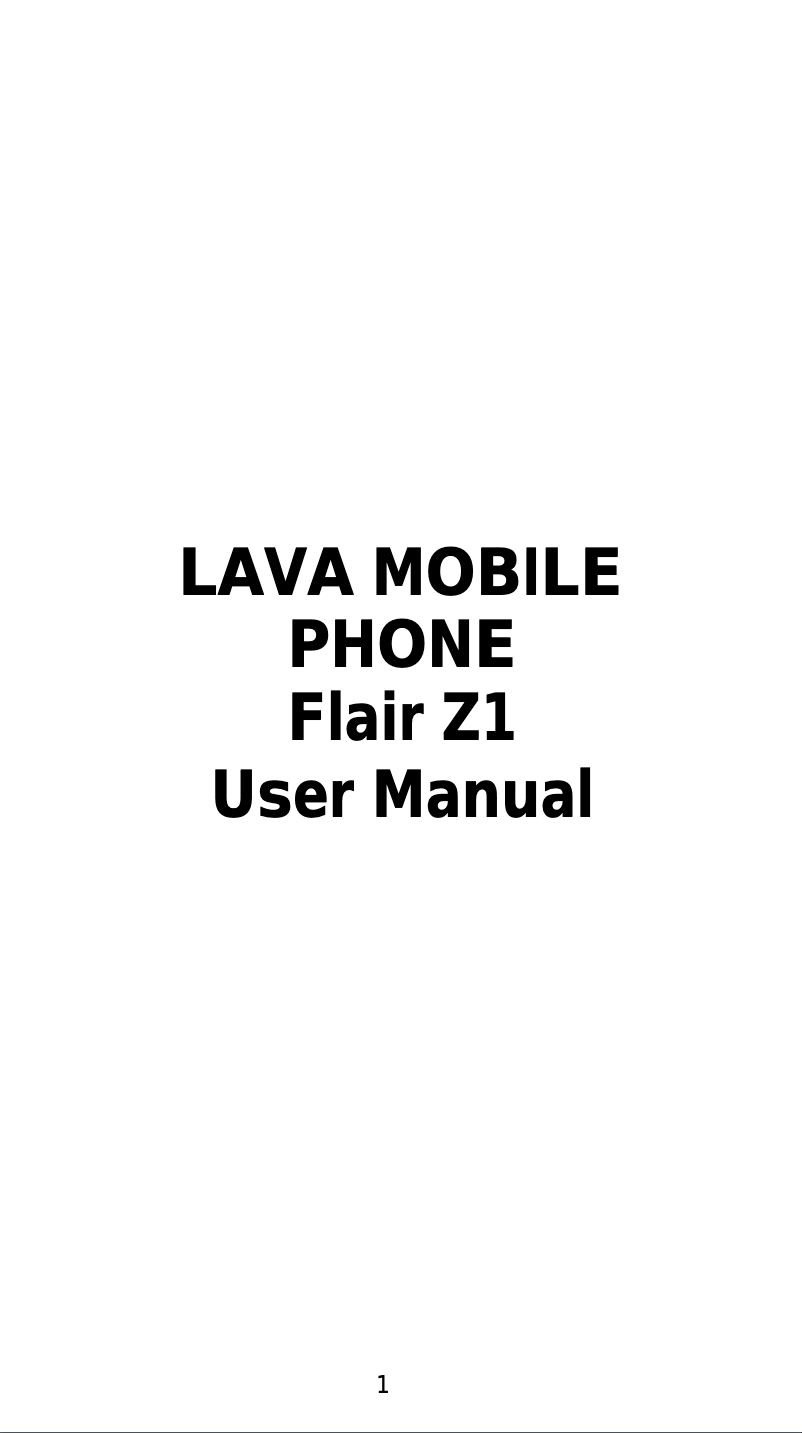 Page 1 de la notice Manuel utilisateur Lava Flair Z1