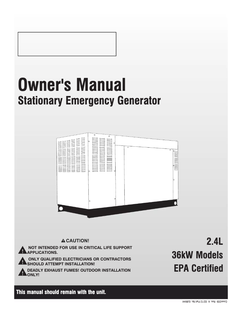 Página 1 del manual Manual de usuario Generac QT03624GNAX