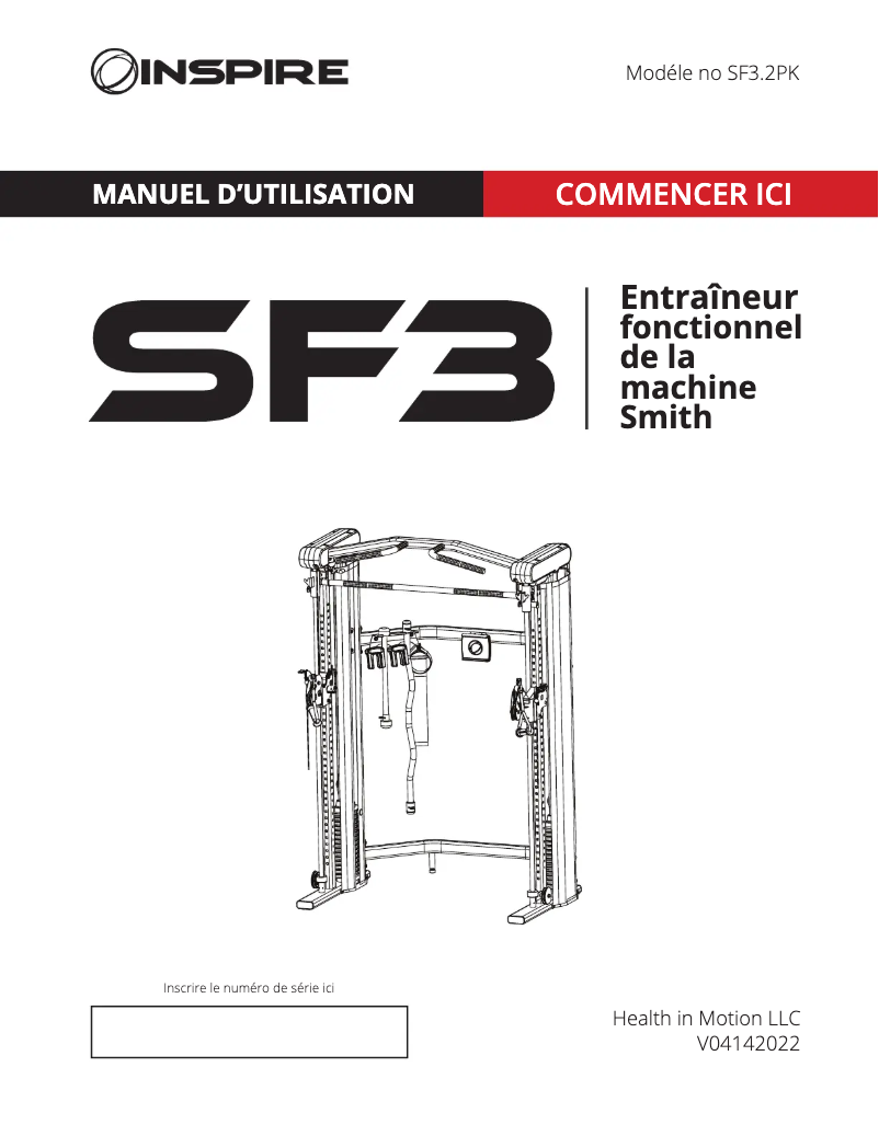 Page 1 de la notice Manuel utilisateur Inspire SF3