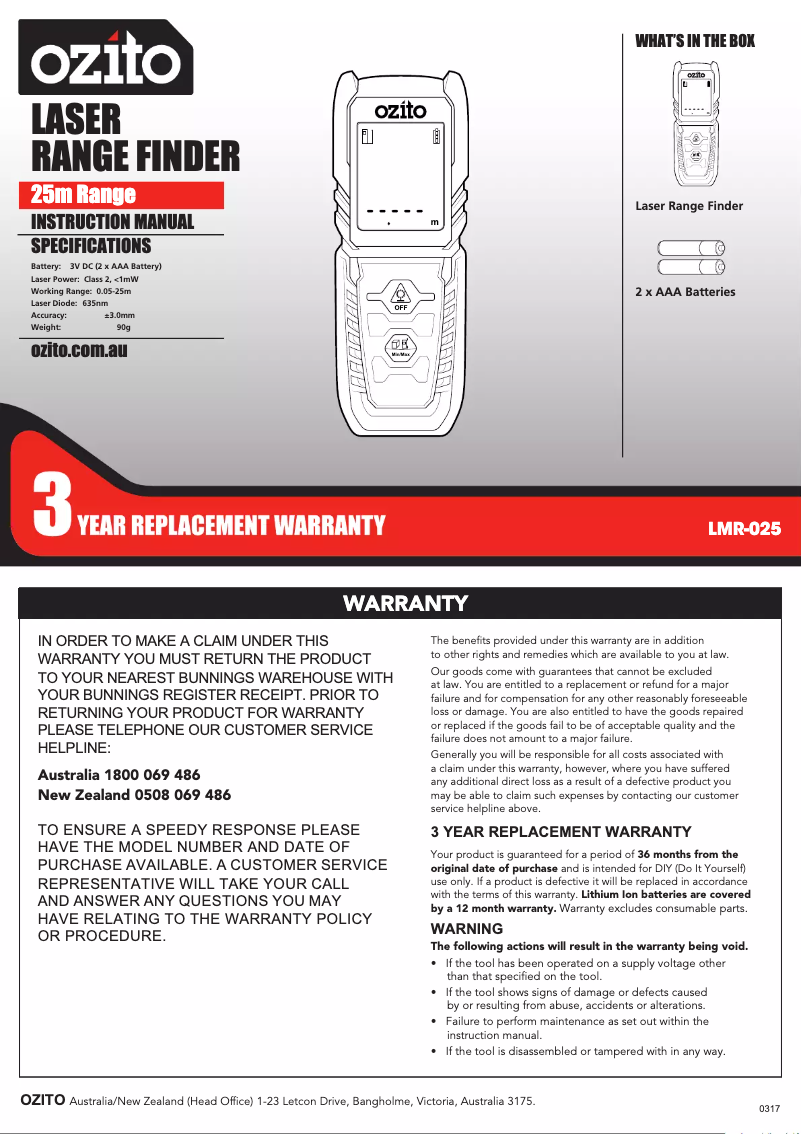 Image de la première page du manuel de l'appareil LMR-025