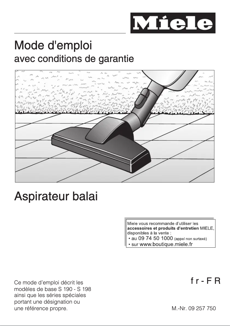 Page 1 de la notice Manuel utilisateur Miele S 190