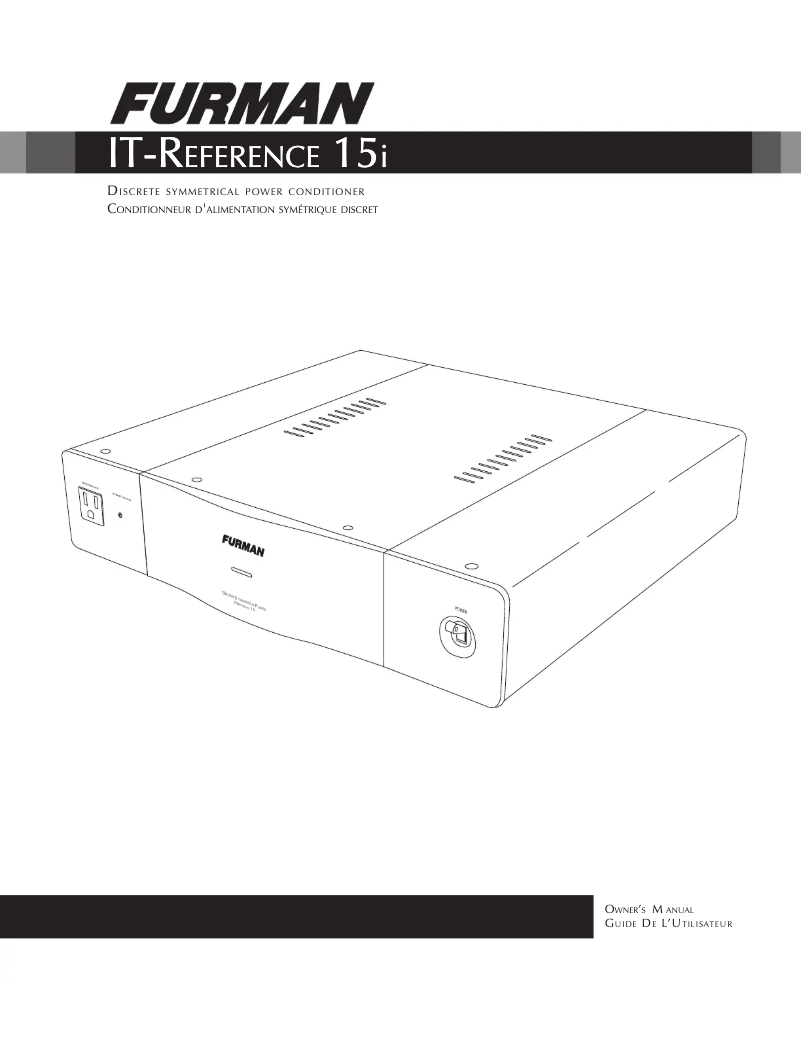 Page 1 de la notice Manuel utilisateur Furman IT-Reference 15i