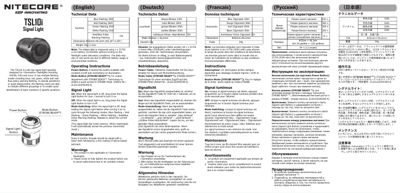 Page 1 de la notice Manuel utilisateur Nitecore TSL10i