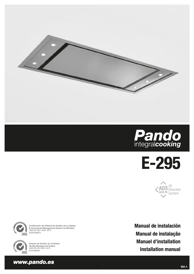 Page 1 de la notice Manuel utilisateur Pando E-295