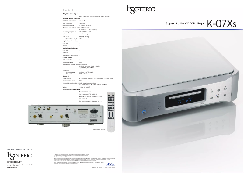 Page n°1 - Brochure Esoteric K-07Xs