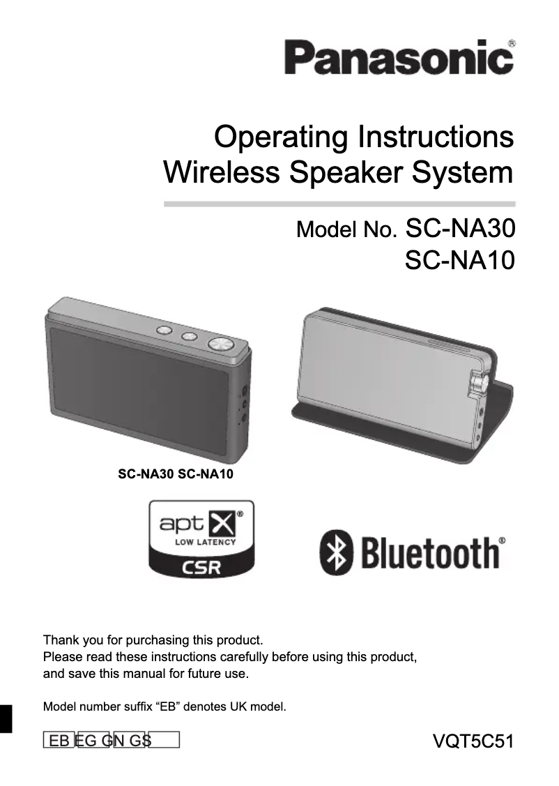 Image de la première page du manuel de l'appareil SC-NA10EG