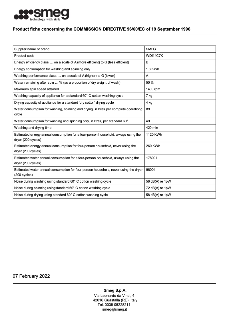 Page n°1 - Brochure Smeg WDI14C7K