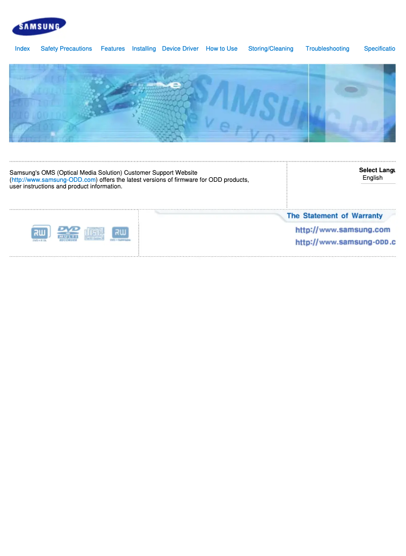 Page n°1 - Manuel utilisateur Samsung SE-S084C