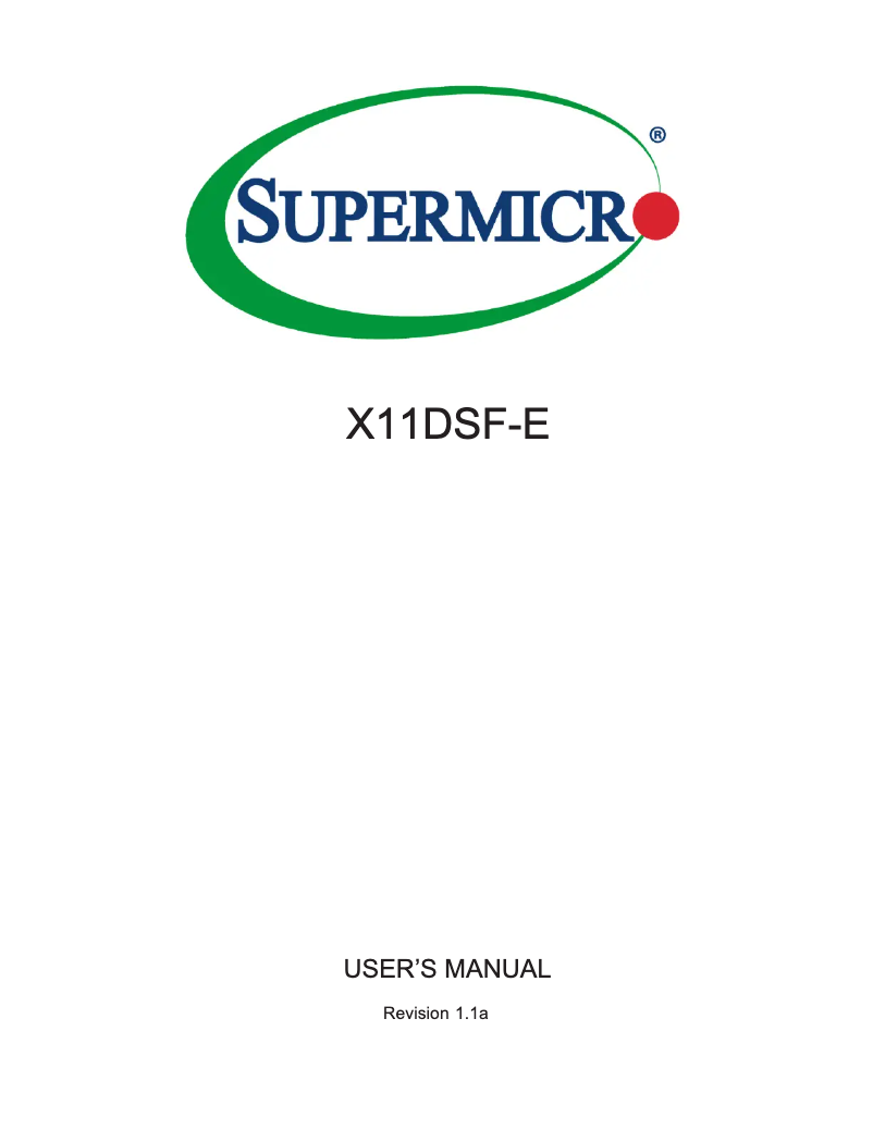 Page 1 de la notice Manuel utilisateur Supermicro X11DSF-E