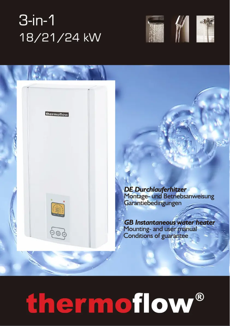 Image de la première page du manuel de l'appareil Thermoflow Elex 3in1