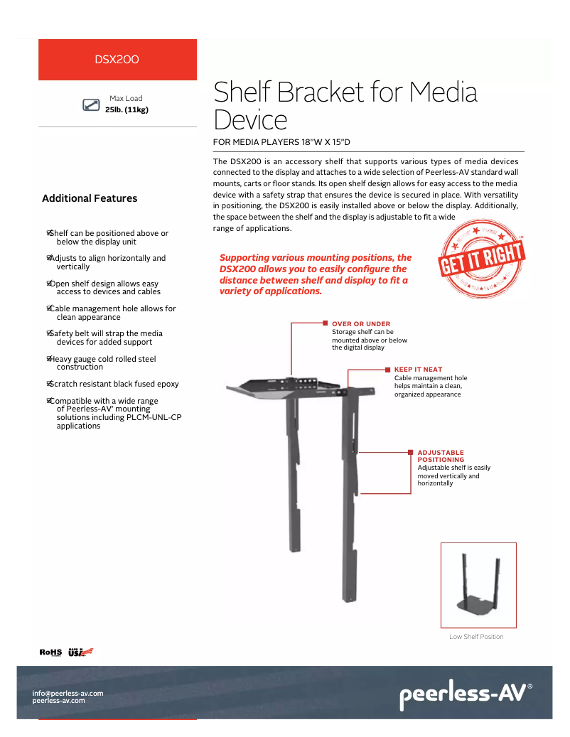 Page n°1 - Manuel utilisateur Peerless-AV DSX200