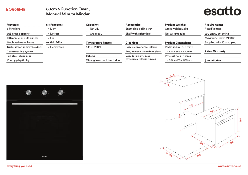 Page n°1 - Fiche technique Esatto EO605MB