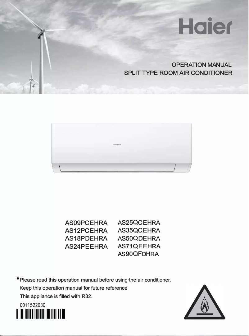 Page 1 de la notice Manuel utilisateur Haier AS25QCEHRA