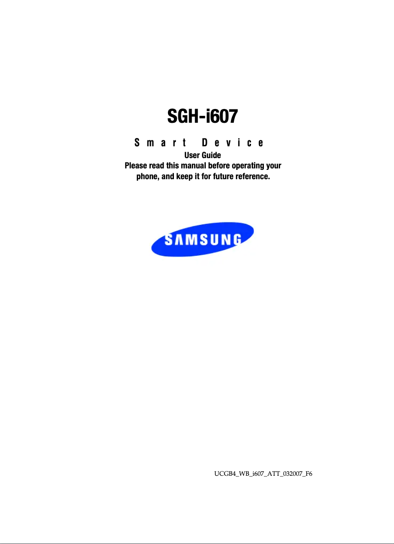 Page n°1 - Manuel utilisateur Samsung SGH-i607
