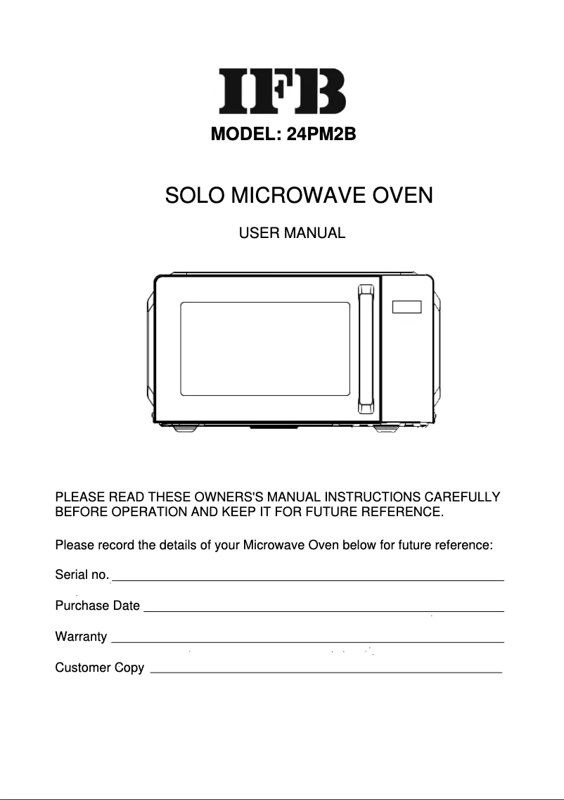 Page 1 de la notice Manuel utilisateur IFB 24PM2B
