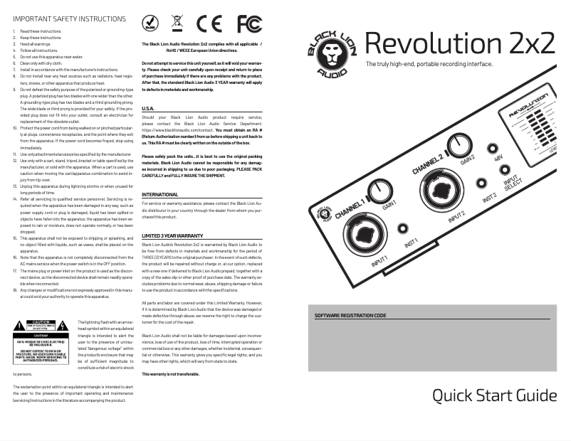 Image de la première page du manuel de l'appareil Revolution 2x2