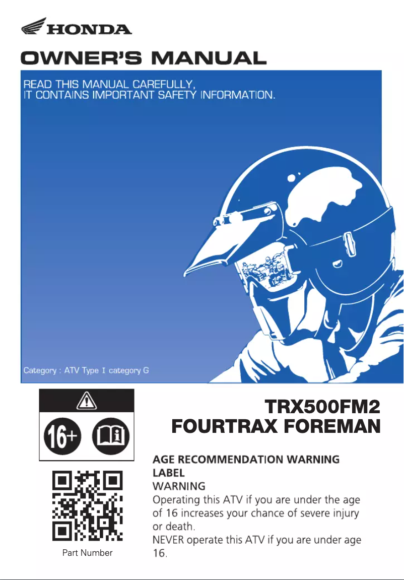 Page 1 de la notice Manuel utilisateur Honda FourTrax Foreman TRX500FM2 (2019)
