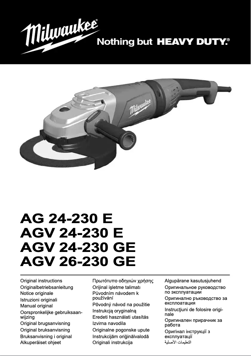 Page n°1 - Manuel utilisateur Milwaukee AGV 24-230 GE