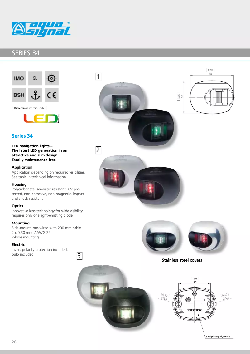 Page 1 de la notice Manuel utilisateur Aqua Signal Serie 34