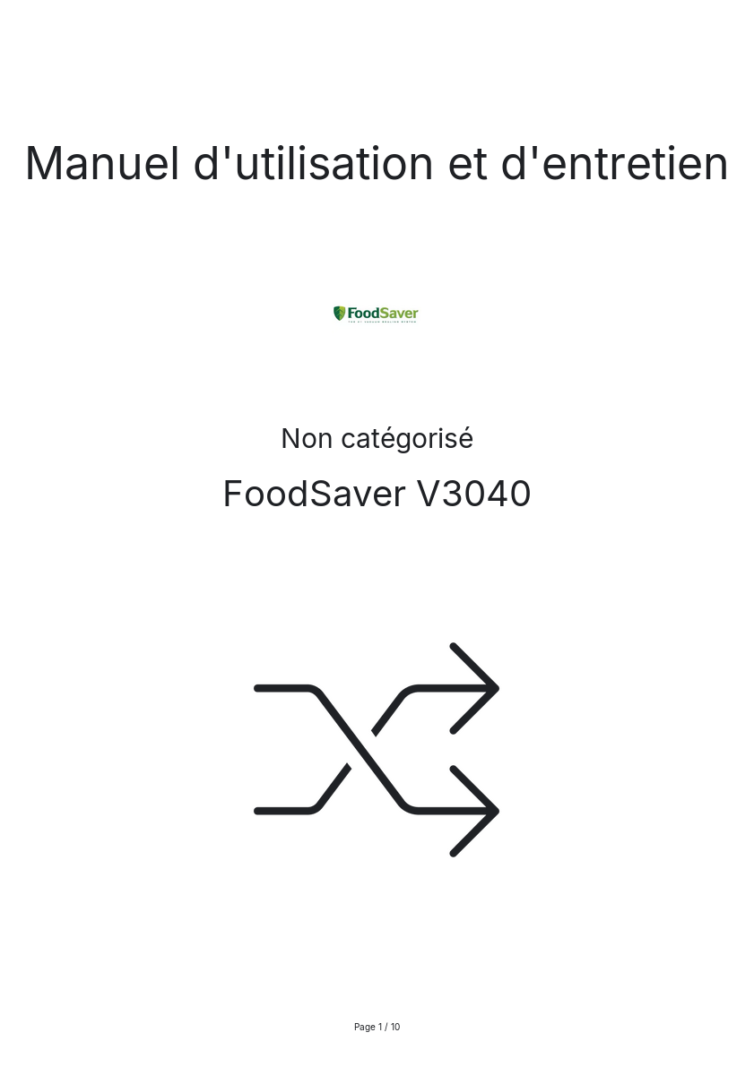 Image de la première page du manuel de l'appareil V3040