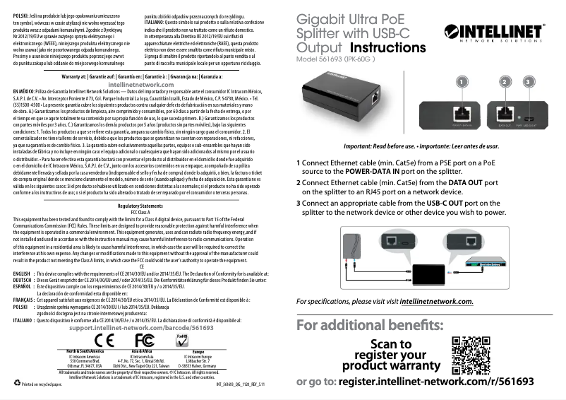 Imagen de la primera página del manual del dispositivo 561693