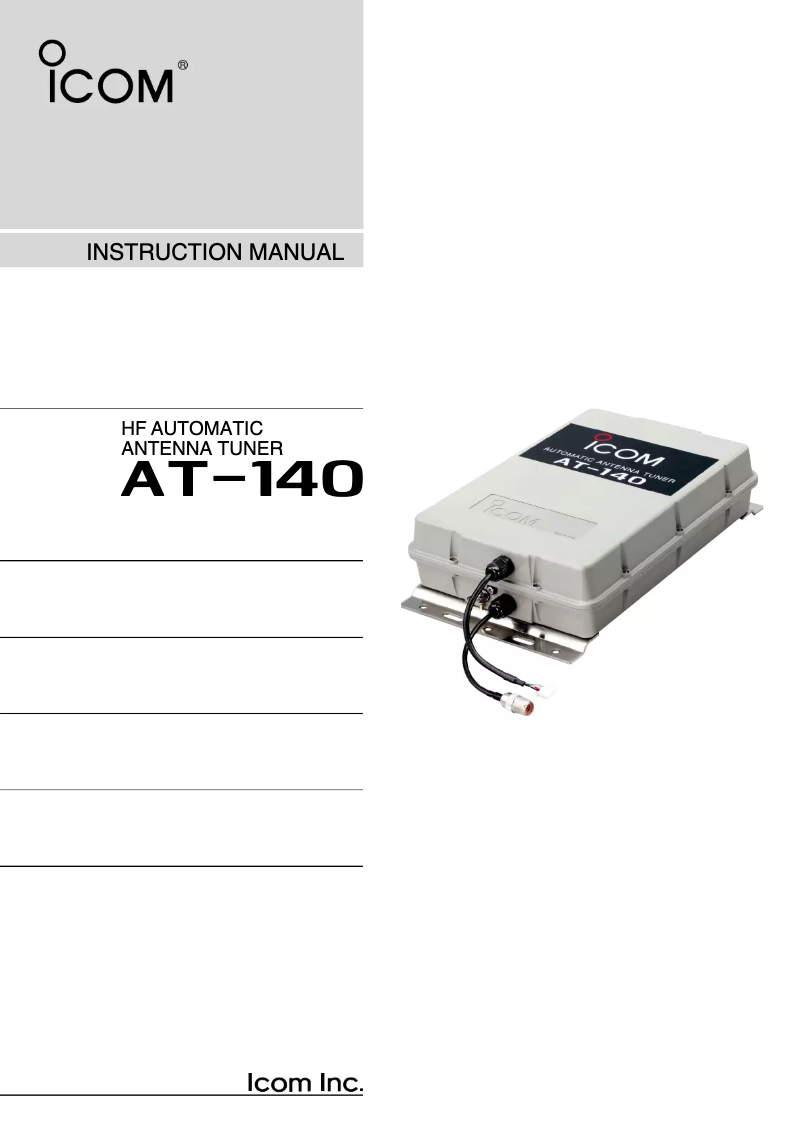 Page 1 de la notice Manuel utilisateur ICOM AT-140