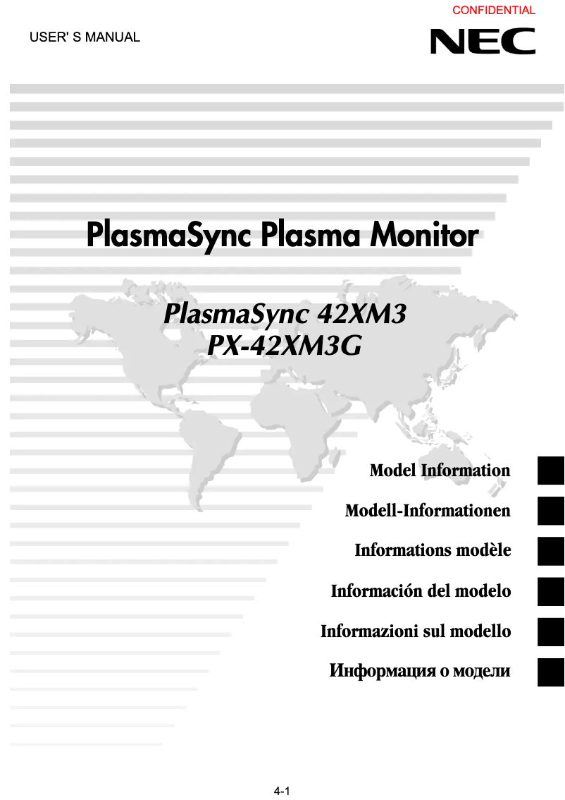 Página 1 del manual Manual de usuario NEC PlasmaSync 42XM3
