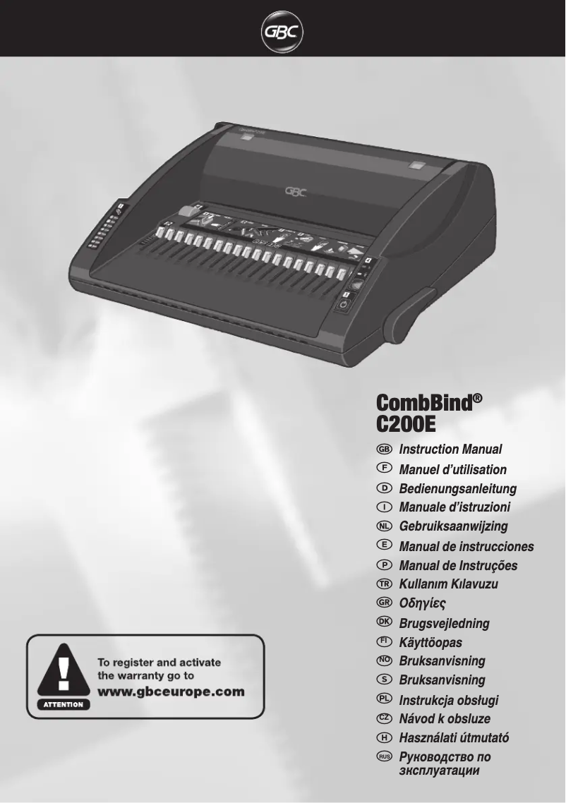 Page 1 de la notice Manuel utilisateur GBC C200E