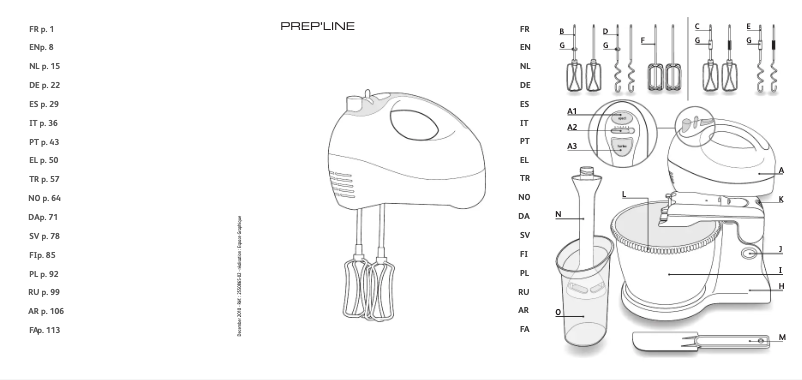 Page 1 de la notice Manuel utilisateur Tefal Prep'Line HT4121